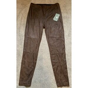 Lyssé Textured Faux‎ Leather Leggings Women's L Bourbon Pull-on Closure~NWT